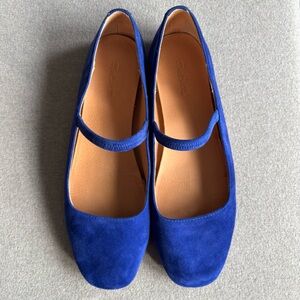 Blue Suede Mary Jane Flats Size 7